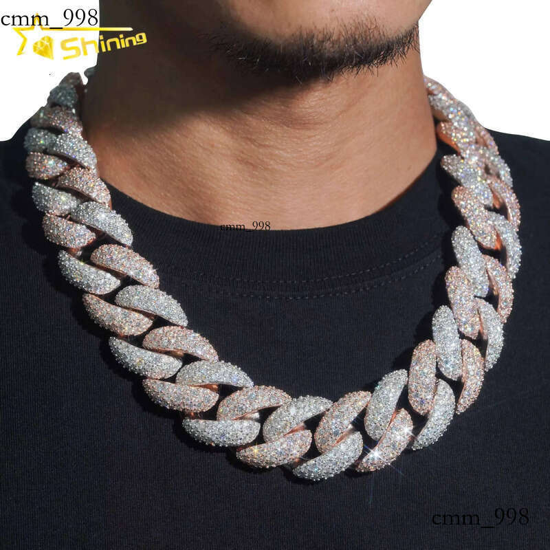 Rappers Big 28MM Gold Plated Sterling Sier VVS Moissanite Dia Hip Hop Jewelry Iced Out Cuban Link Chain