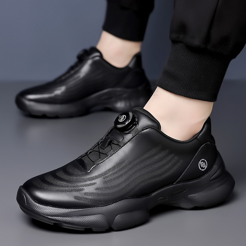 fashion Men's 2025 New Fall Rotation Button Sneakers Men Platform Outdoor Fashion Casual Leather Shoes Trend A Generation