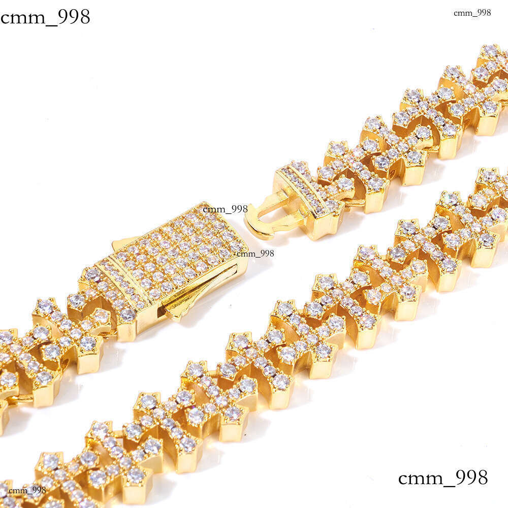 Hip Hop Snap Snowflake Cross Necklace High-Quality Trendy Jewelry Men's Moissanite chain Bracelet