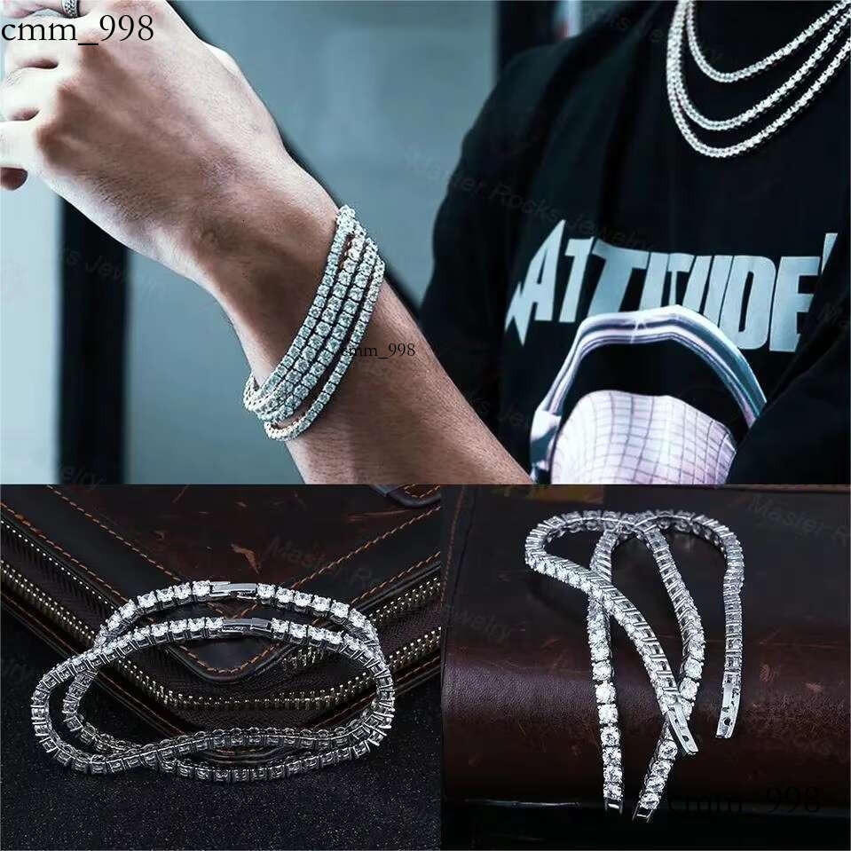4mm Bracelet Sterling Sier Gold Plated VVS Iced Out Moissanite Tennis Chain