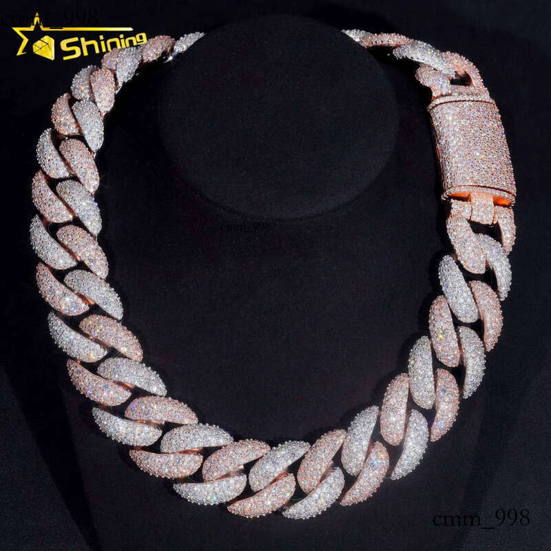 Rappers Big 28MM Gold Plated Sterling Sier VVS Moissanite Dia Hip Hop Jewelry Iced Out Cuban Link Chain