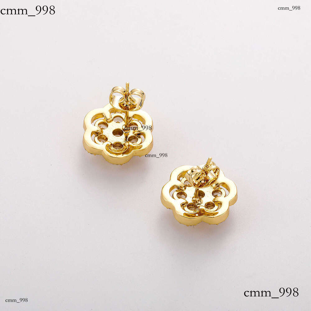 Korean Style Simple Unique Design Micro Inlaid Flower Fashionable Elegant Sweet Versatile Sier Needle Women's Earrings