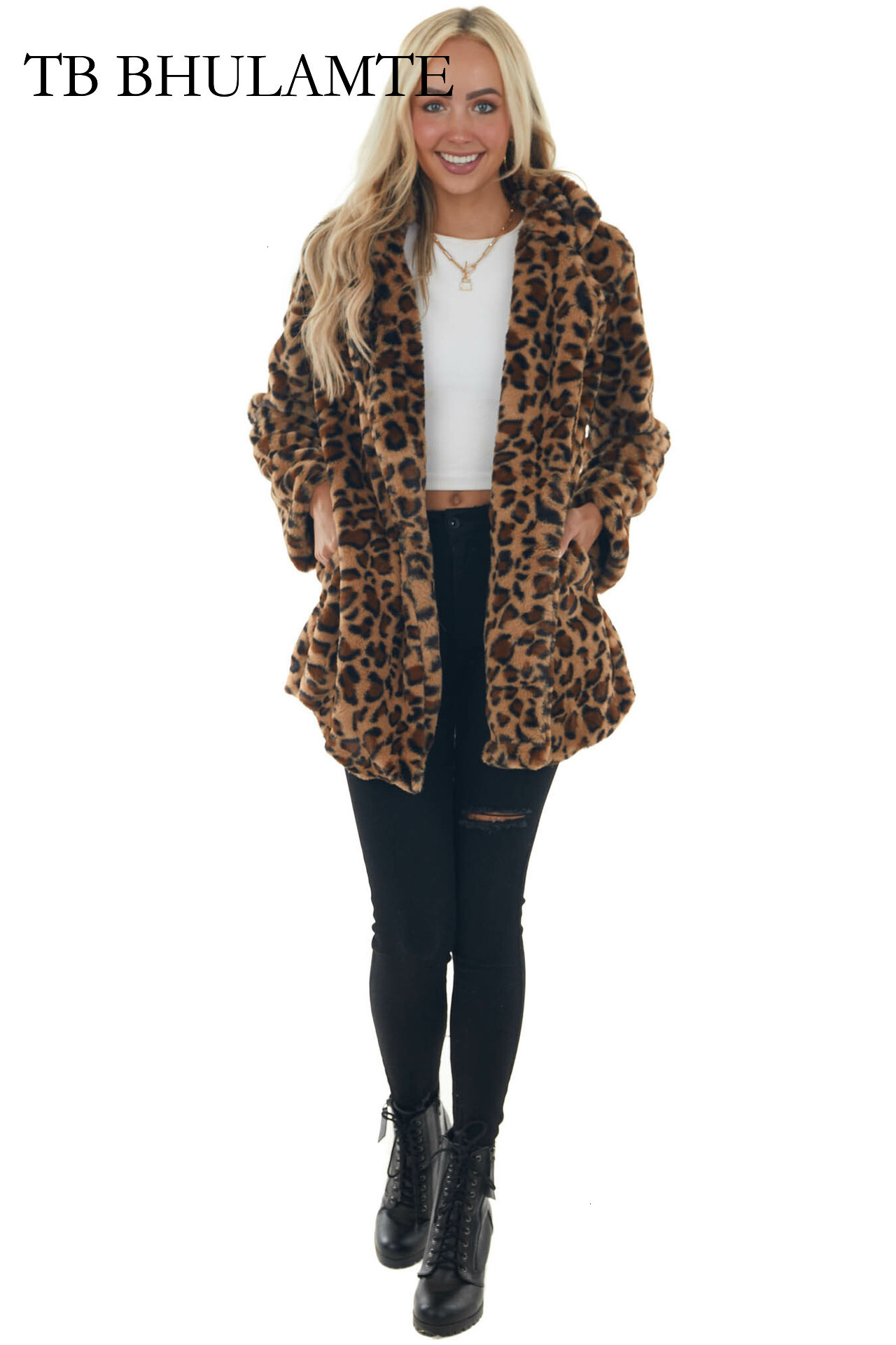 TB BHULAMTE Free Shipping New Designer Clothing 2025 Autumn/winter Leopard Print Women's Fashionable And Elegant Faux Fur Loose Pocket Jacket