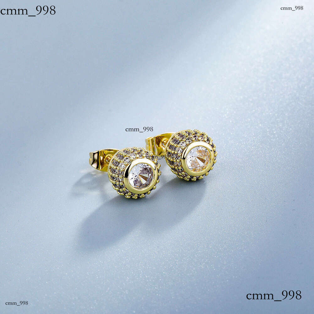 Sier Needle Round for Women Fashion Light High-end Exquisite Inlaid Zircon Stud Earrings Jewelry