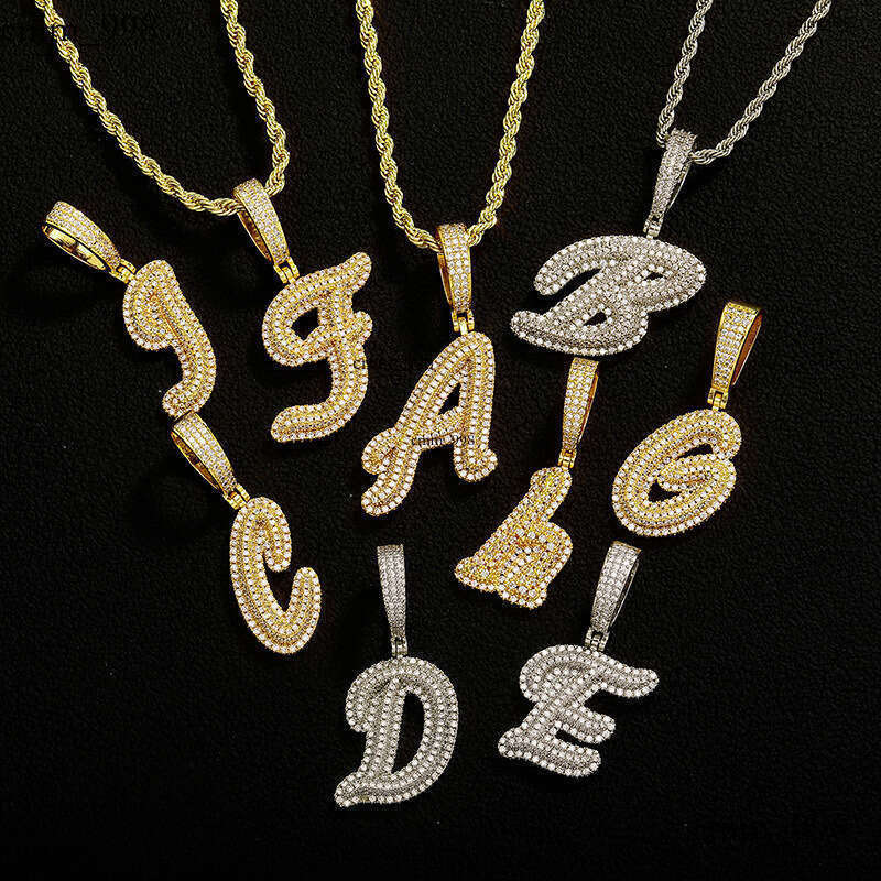 Hip-Hop Hot-Selling Sterling Silver Full Moissanite chain Personality Artistic Letter English Alphabet Pendant Connectable Necklace