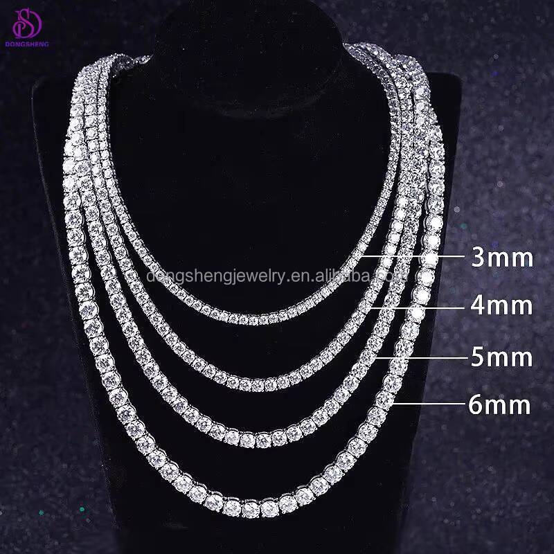 Hip Hop Diamond Moissanite Jewelry 4mm 5mm 6mm Tennis Necklace 925 Silver10k14k18k Vvs Moissanite Tennis Chain