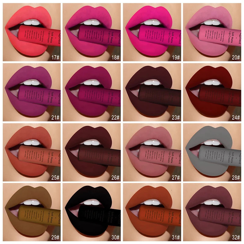34 Colors Waterproof Matte Nude Lipstick Lipkit Pigment Dark Red Black Long Lasting Lip Gloss Women Makeup Lipgloss Kit 251010