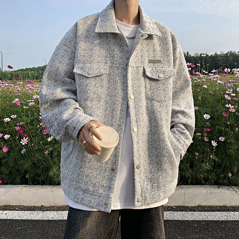 Little Style Jacket For Men Autumn Loose Casual Designer Jacket Hong Kong Style Plaid Jacket Ins Trendy Brand Jacket Men Trendy And Handsome Versatile Top
