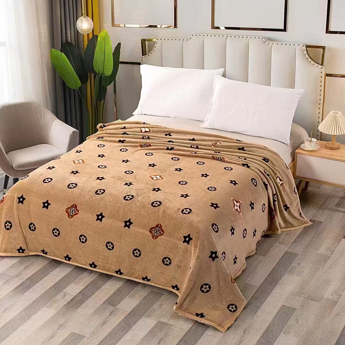 Designer Luxury Brand Skinfriendly and Cfortable Throw Lightweight Nap Blanket with Orange geetry Pattern for Off Bedro Travel Gift Fl Size C251030 W2