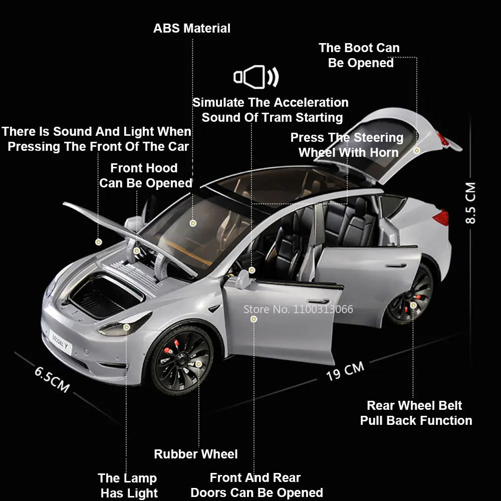 124 Scale Model Y Diecast Alloy Toys Models Car Simulation With Sound And Light Pull Back Function Collection Boys Toy Gifts 251011