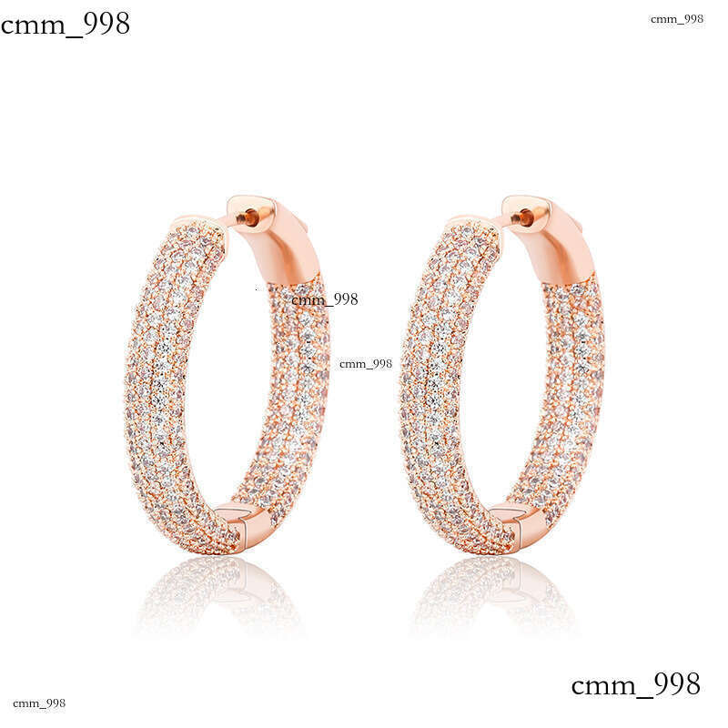 New Men and Women Full Zircon Real Plated Hip Hop Trendy Earrings Gold Jewelry