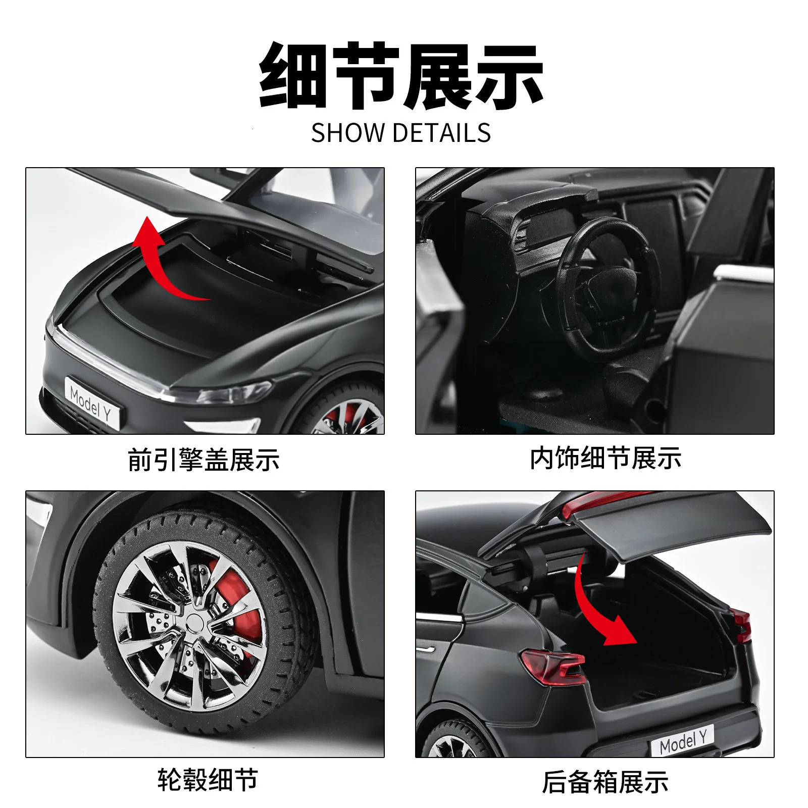1 32 Tesla Model Y Alloy Car Model Sound and Light Effects Office Desktop Decompression Toy Collection Gift 251011