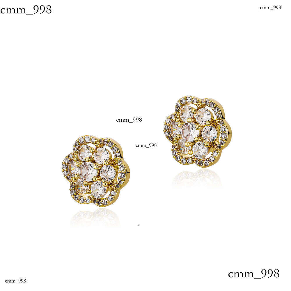 Korean Style Simple Unique Design Micro Inlaid Flower Fashionable Elegant Sweet Versatile Sier Needle Women's Earrings