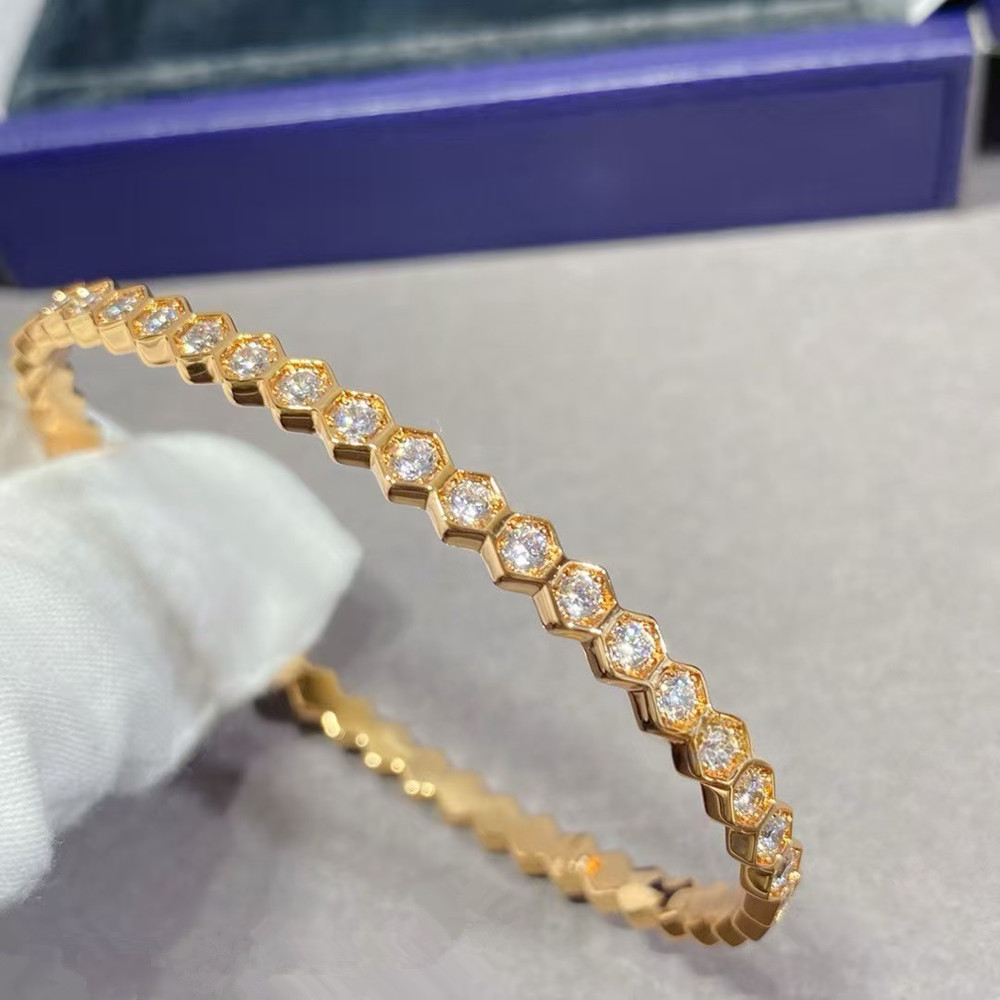 Jewlery Designer For Women High Version V AU750 Honeycomb Bracelet Plated 18k Rose Gold Inlaid with Diamonds