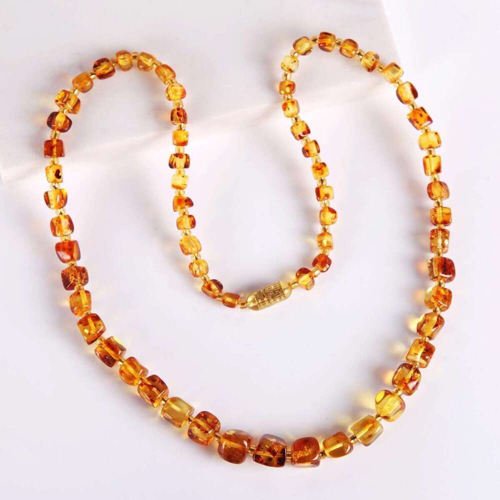 Natural Baltic Necklace Suitable for Adult Women or Men/Baroque Shape Polished Beads Certified Amber Jewelry