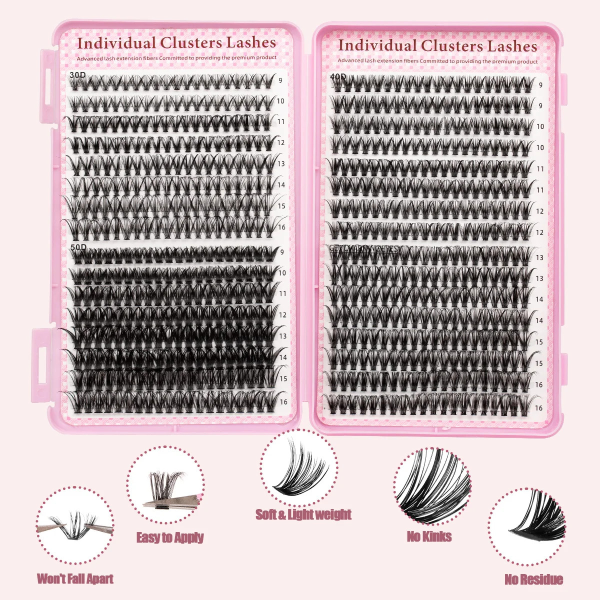 DIY Lashes Clusters Large Capacity Gift 4 Style Mixed Individual Eyelashes Kit Wispy Reusable DIY Eyelash Extensions with Tools 251010