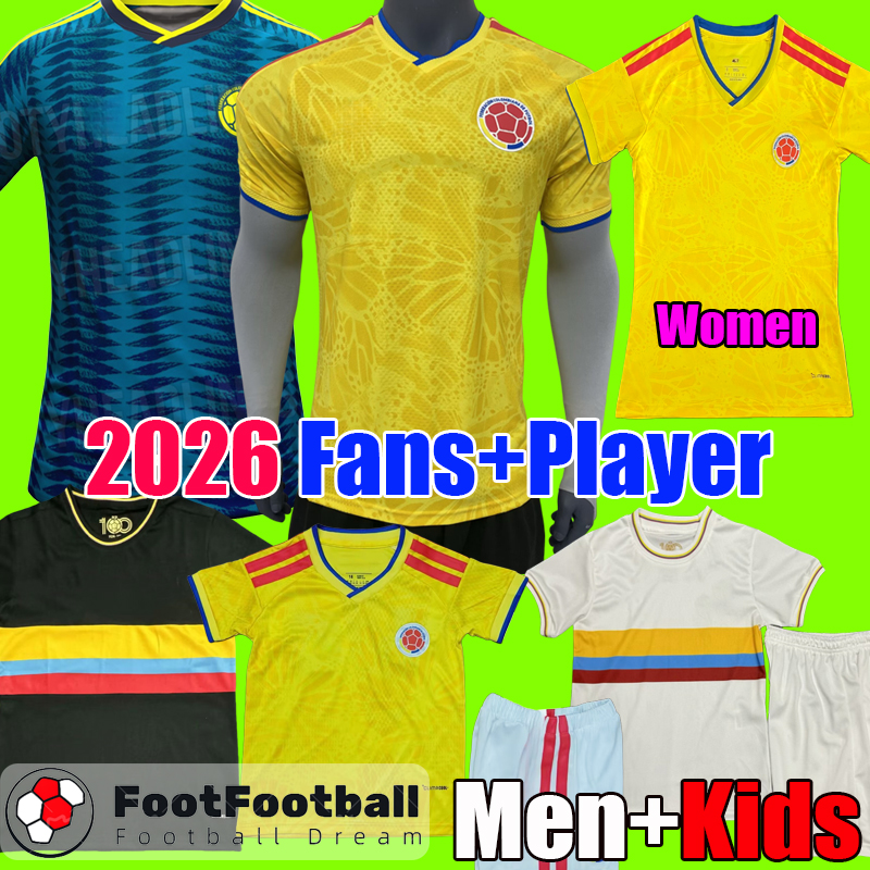2026 Colombia World Kit Soccer Jerseys Copa America LUIS DIAZ FALCAO JAMES Home Cup 2025 Colombia Football Shirt CUADRADO Men Kids Kit Camiseta De Futbol