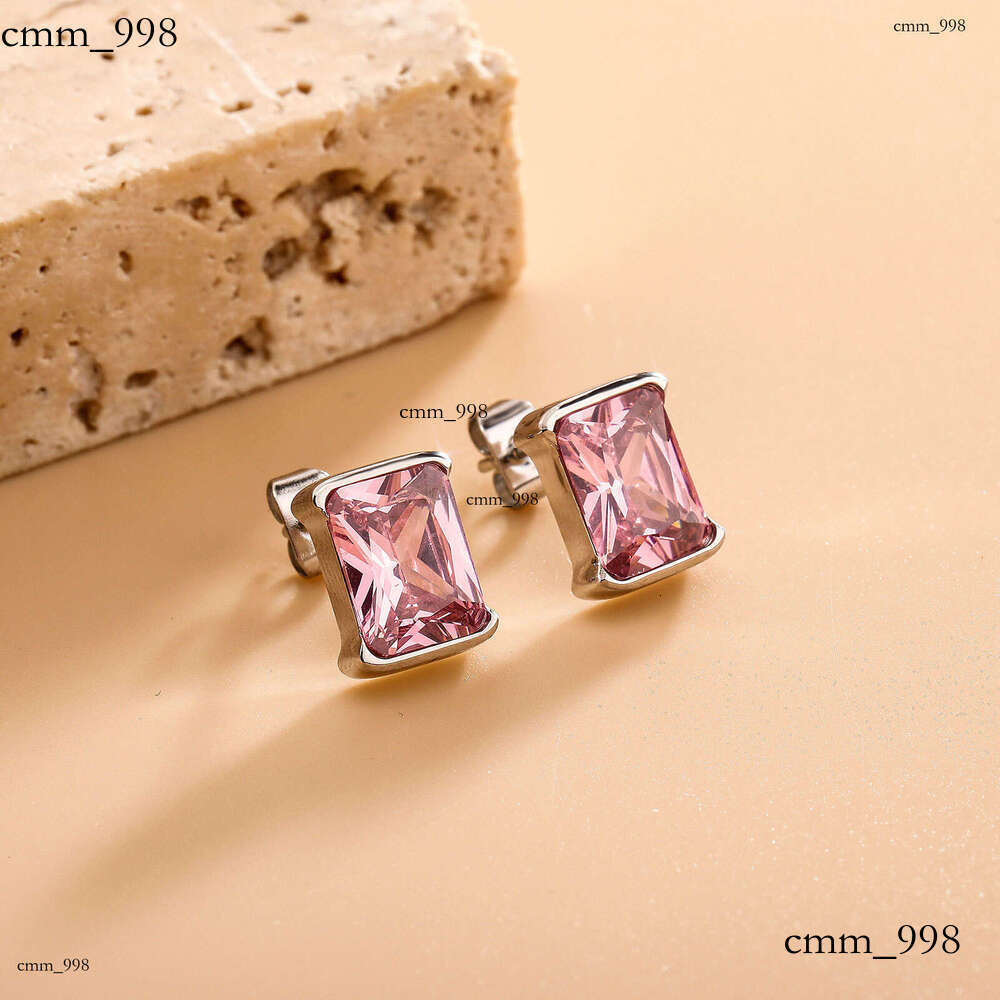 New Women's Stainless Fashion High-end Titanium Steel Needle Shiny Colorful Zircon Earrings