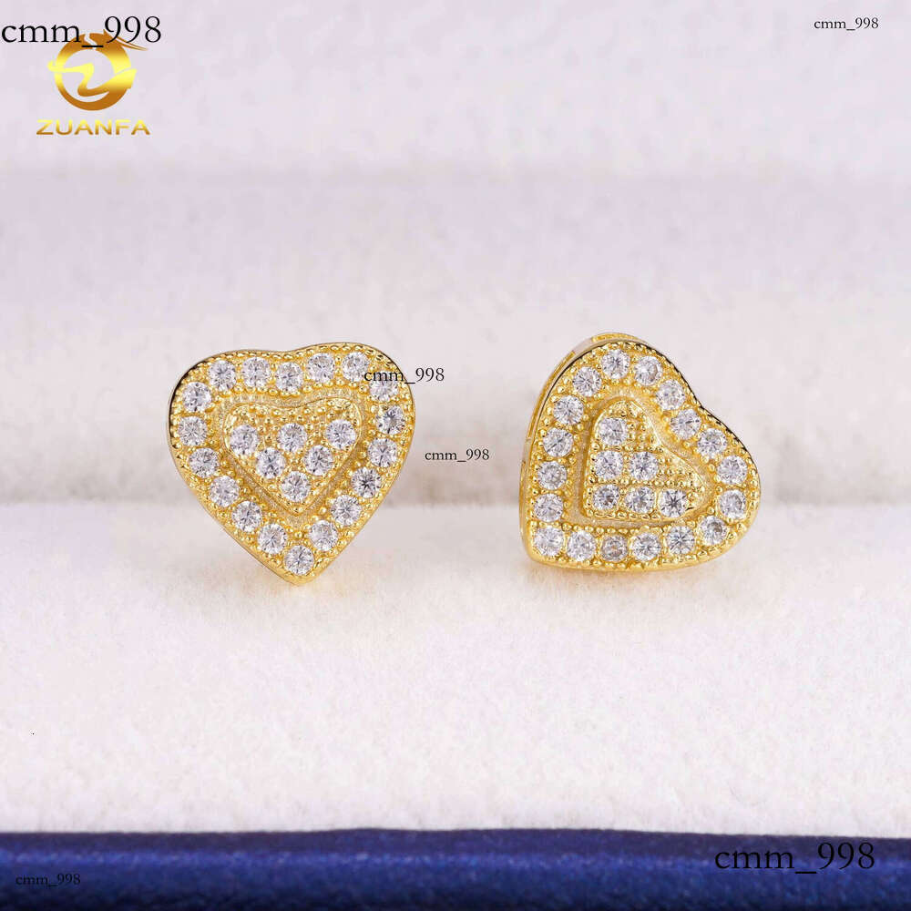 IGI Certified Fashion Heart-Shaped Design Cluster Lab-Grown Pure Sier Iced Lab Screw Back Earrings