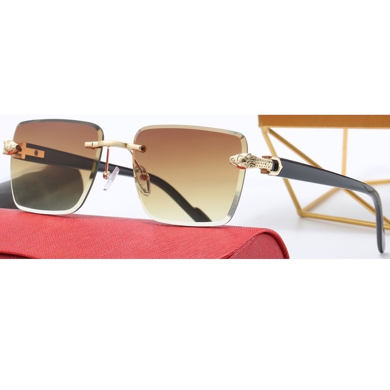 Square Rimless Sunglasses with Snake Leopard Women Retro Top Frame Women Eyewear Outdoor Y2K Future Design Diamond trimming Glasses Men