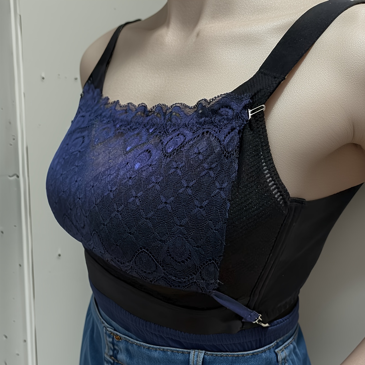 3pc New Lace Privacy Invisible Bra Modesty Panel Clip On Lace Cleavage Cover Up Women Camisole Elastic Band