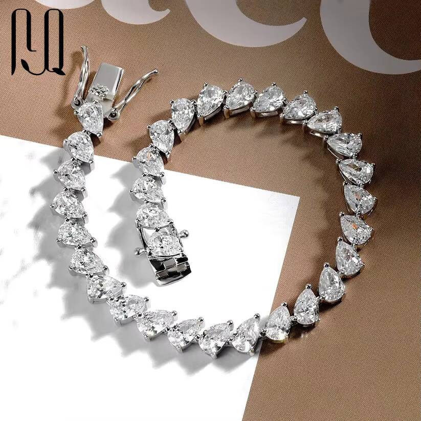 05ct Pear Cut VVS Moissanite Tennis Chain Bracelet Bangle Original 925 Silver GRA Hand Chain for Women S925 Tennis Bracelet