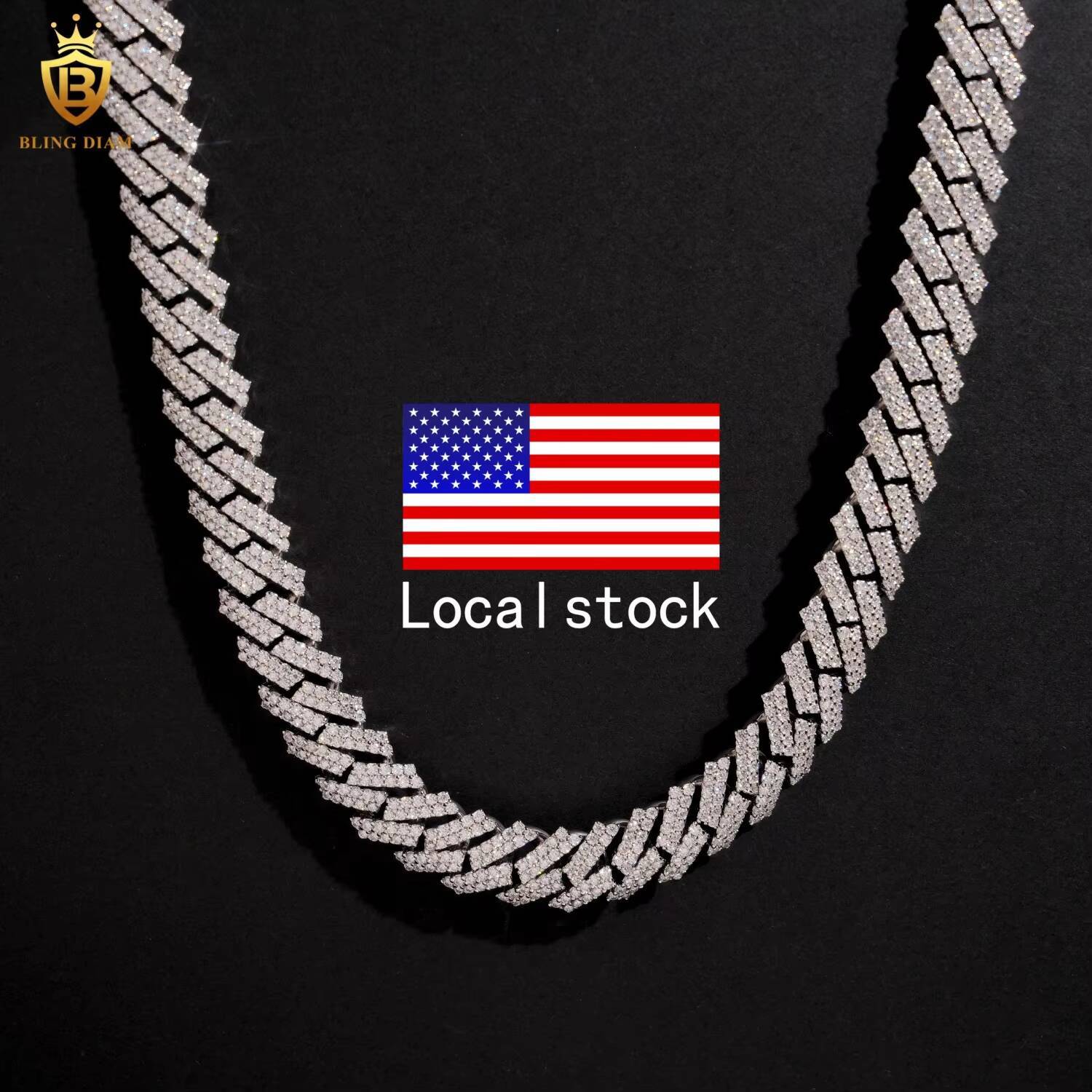USA Local Stock Fine Jewelry 12mm 925 Sterling Silver VVS Moissanite Diamond Iced Out Cuban Link Chain Necklace GRA Certificate