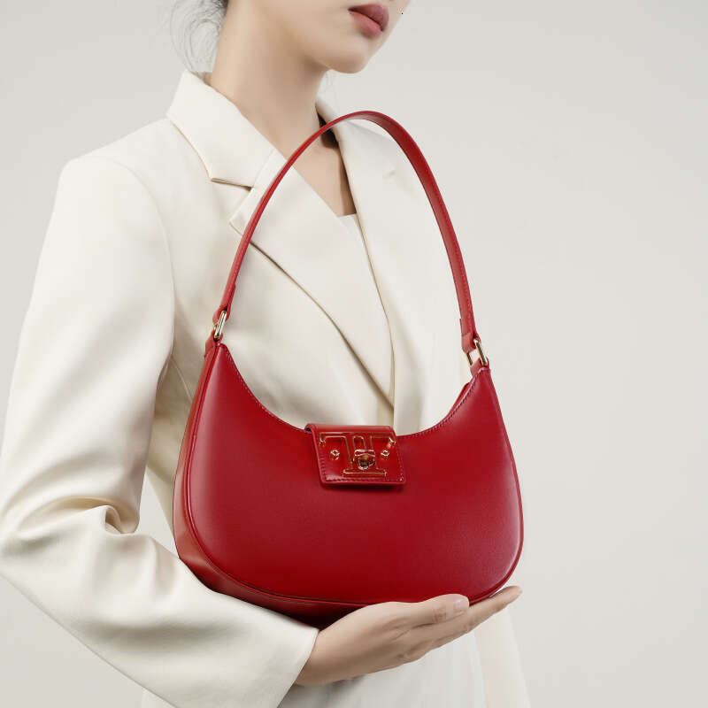 Luxury bag Genuine Leather Niche Designer High End Underarm Moon New French Style Versatile Shoulder Women s Bag