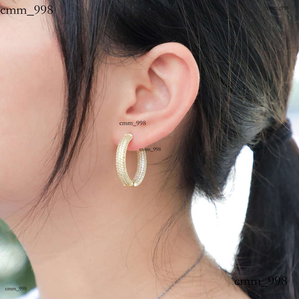 New Men and Women Full Zircon Real Plated Hip Hop Trendy Earrings Gold Jewelry