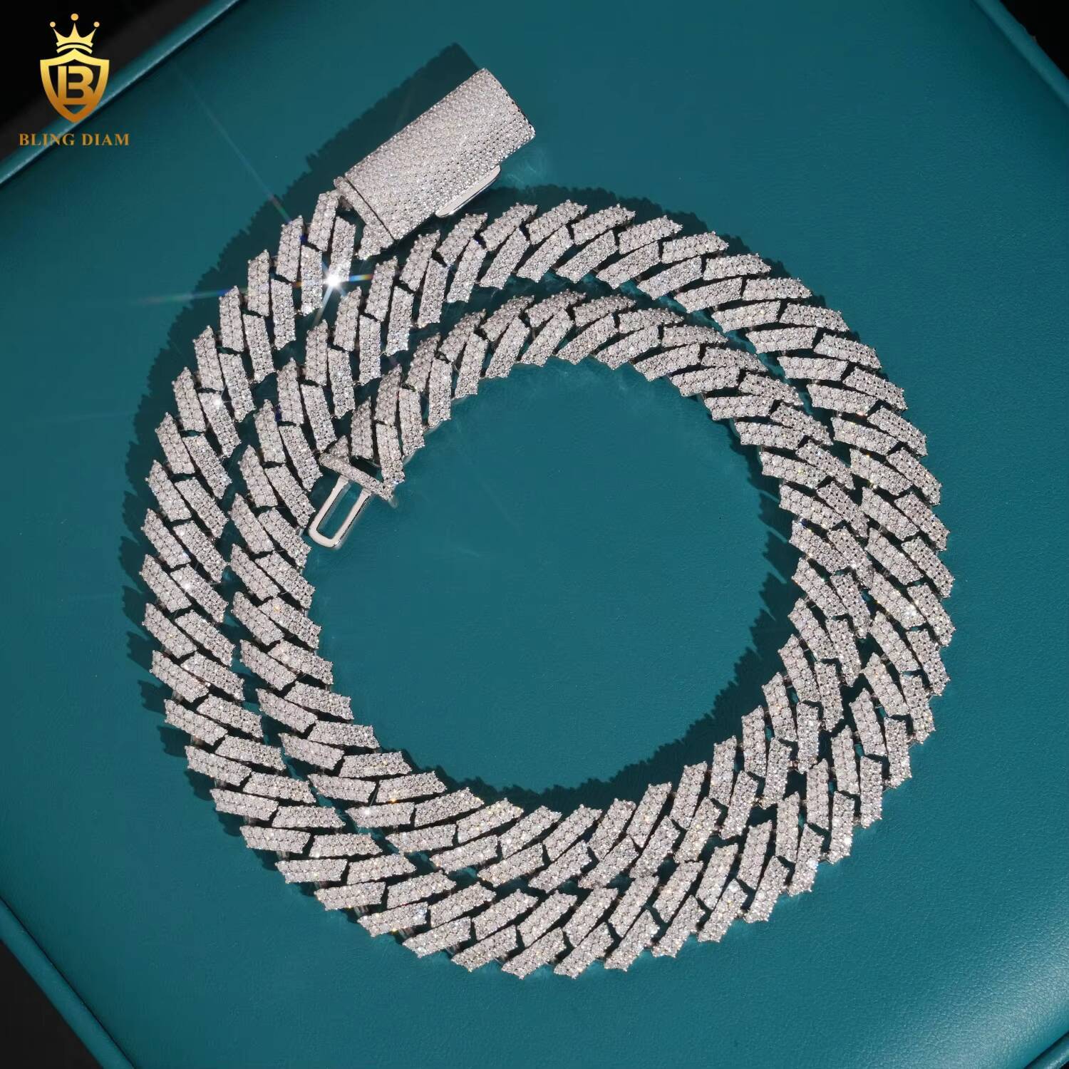 USA Local Stock Fine Jewelry 12mm 925 Sterling Silver VVS Moissanite Diamond Iced Out Cuban Link Chain Necklace GRA Certificate