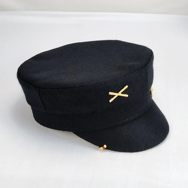 Earring Woolen sboy Caps for Women Letter RB Militray Hat Flat Top Cap Casual Gorras Visor Navy Hats 251008