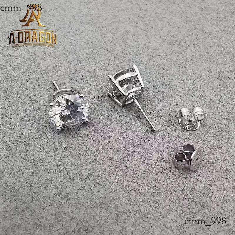 Vvs Moissanite Pass Dia Tester Baguette Cut 10K 14K Gold Fine Jewelry Earrings Stud