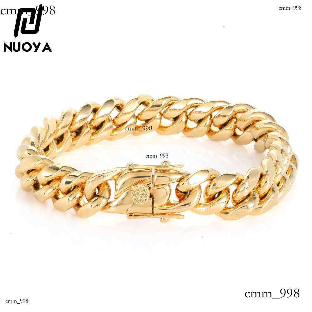 Stainless Jewelry Dragon Head Buckle Encrypted Round Grinding Cuban Hip Hop Titanium Steel Bracelet Men