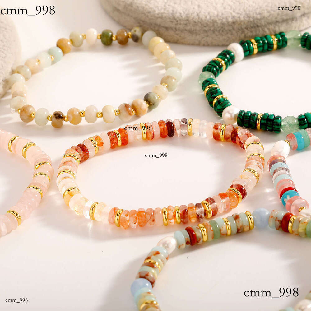 Natural Stone Beaded Necklace for Women 2024 Light Electroplated Real Gold Niche Pearl High-end Simple Bracelet