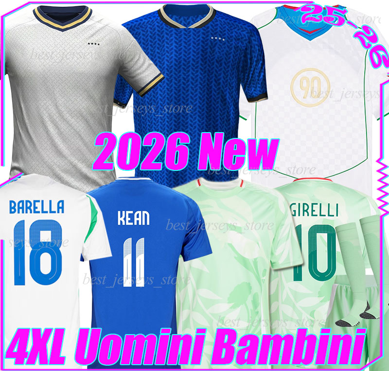 4XL 25/26 ItAlYs soccer jerseys ESPOSITO KEAN RETEGUI RASPADORI FRATTESI CAMBIASO TONALI DI LORENZO BARELLA UDOGIE DONNARUMMA men kids kits set socks football shirt