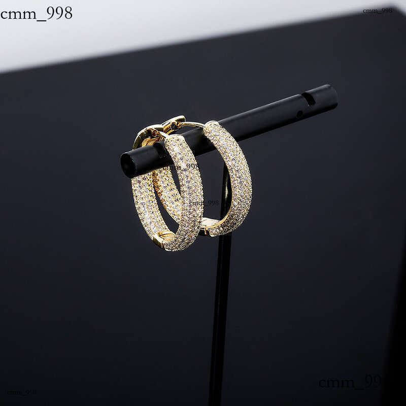 New Men and Women Full Zircon Real Plated Hip Hop Trendy Earrings Gold Jewelry