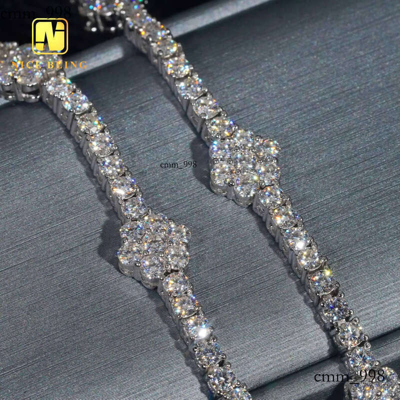 Ready to Ship 3mm Flower Bracelets Sterling Sier VVS Moissanite Dia Tennis Bracelet Hip Hop Fashion Jewelry