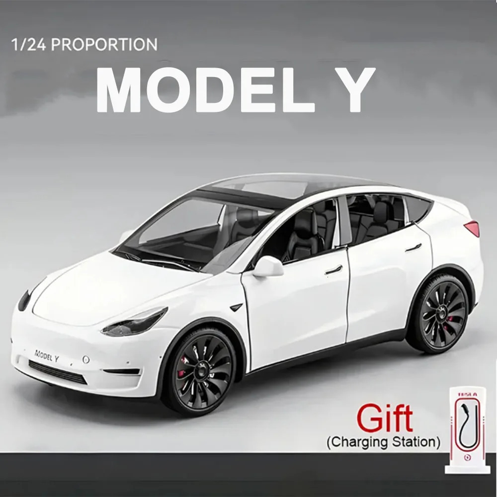 124 Scale Model Y Diecast Alloy Toys Models Car Simulation With Sound And Light Pull Back Function Collection Boys Toy Gifts 251011