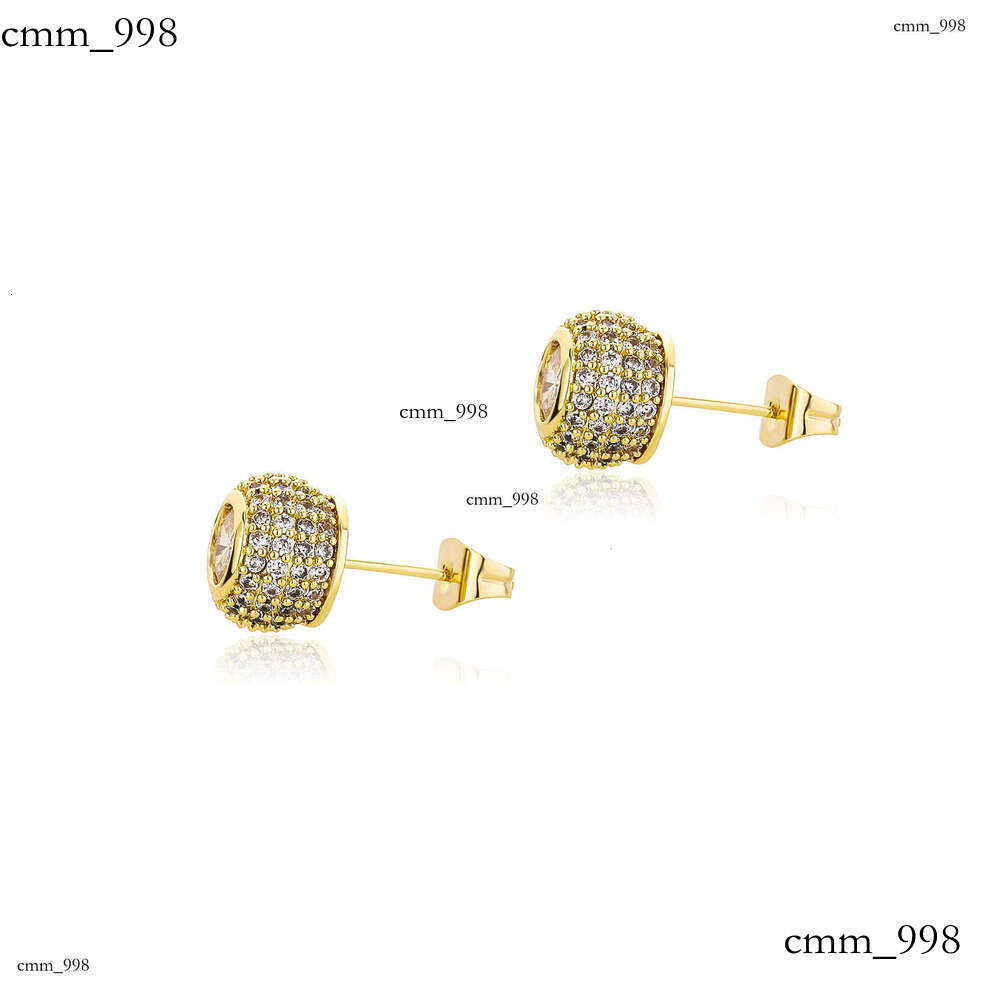 Sier Needle Round for Women Fashion Light High-end Exquisite Inlaid Zircon Stud Earrings Jewelry