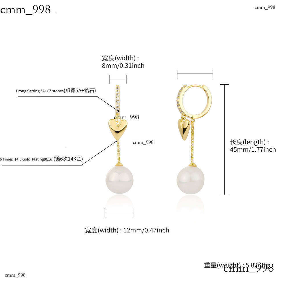 French Style Light Heart Pearl High-end Design Tassel Zircon Urban Women Versatile Fashion Earrings
