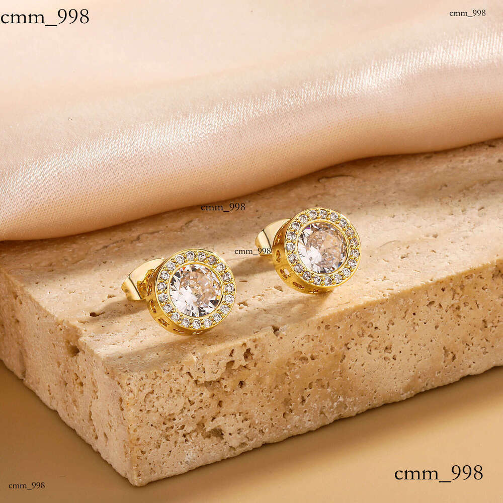 Round Stud Sterling Silver Inlaid with Zircon Women's Hip Hop Personality Couple Men's Earrings Gold Australia