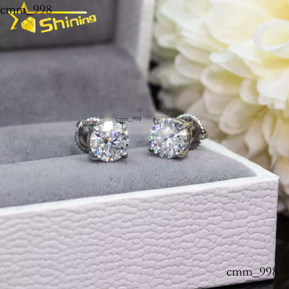 Pass Tester Iced Out Hip Vvs Moissanite Dia Screw Back Stud Earrings with GRA Certificate