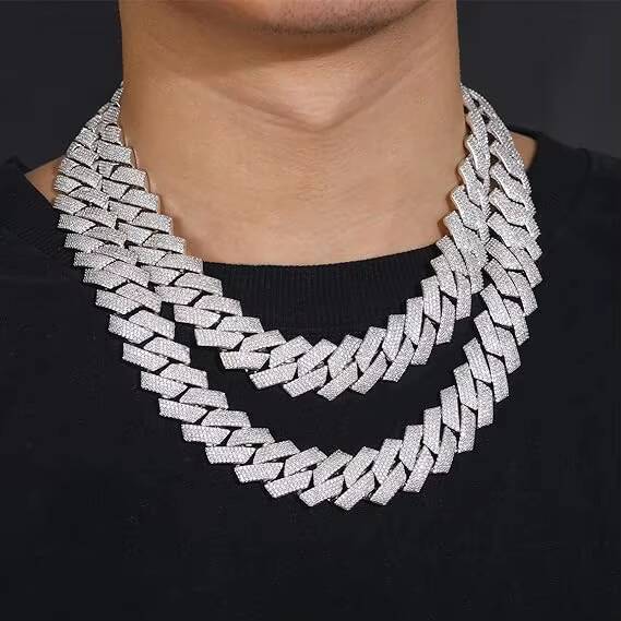 Cubin Chain 925 Sterling Silver Moissanite Diamond CZ Pendant Gold and Rhodium Plated Silver Jewelry