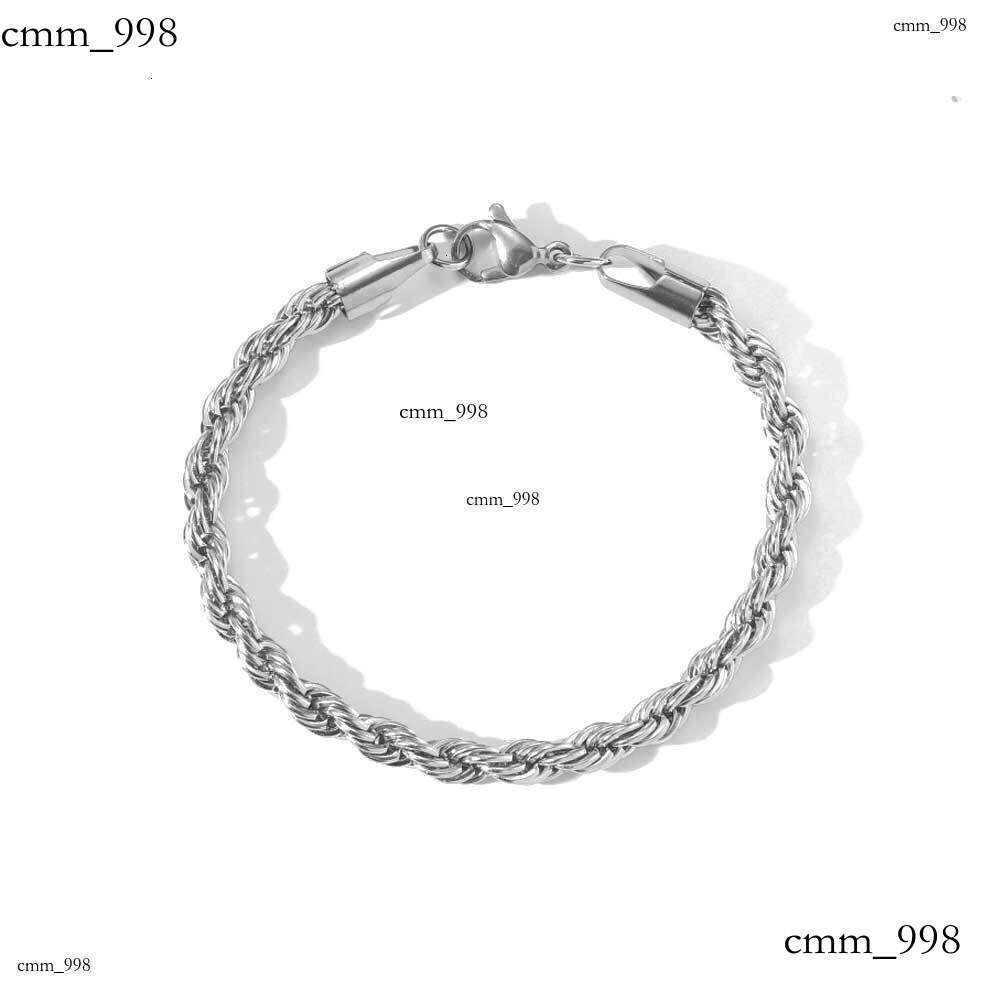 Hip-Hop Titanium Bracelet Multi-Specification Sterling Silver Braided Vacuum Color Retention Electroplated Twisted Rope Chain