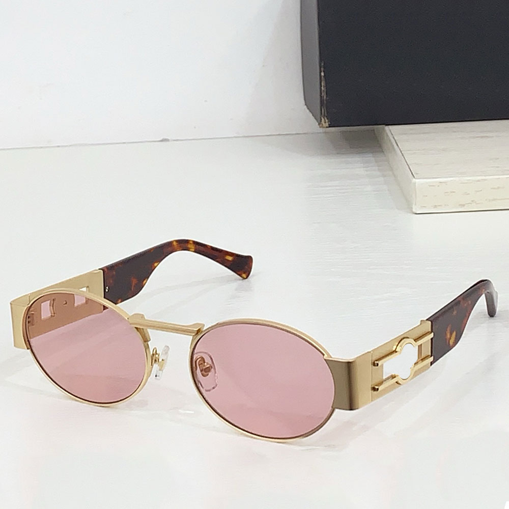 O2264 Womens Oval Frame Sunglasses brand designer sunglasses vintage classic metal glasses Mirror leg inlay hardware sign with box