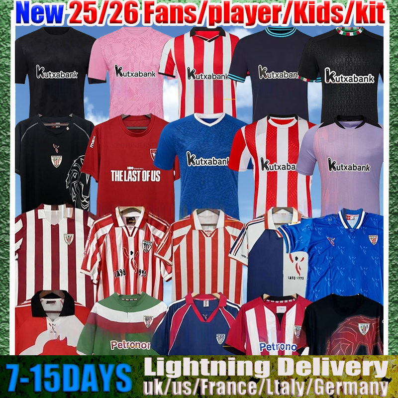 camiseta de Athletic Bilbao 25 26 Soccer Jerseys retro 84 95 97 01 03 08 11 12 GURUZETA BERENGUER MUNIAIN Athletic WILLIAMS JR Football GARCIA VILLALIBRE Bilbao Sancet