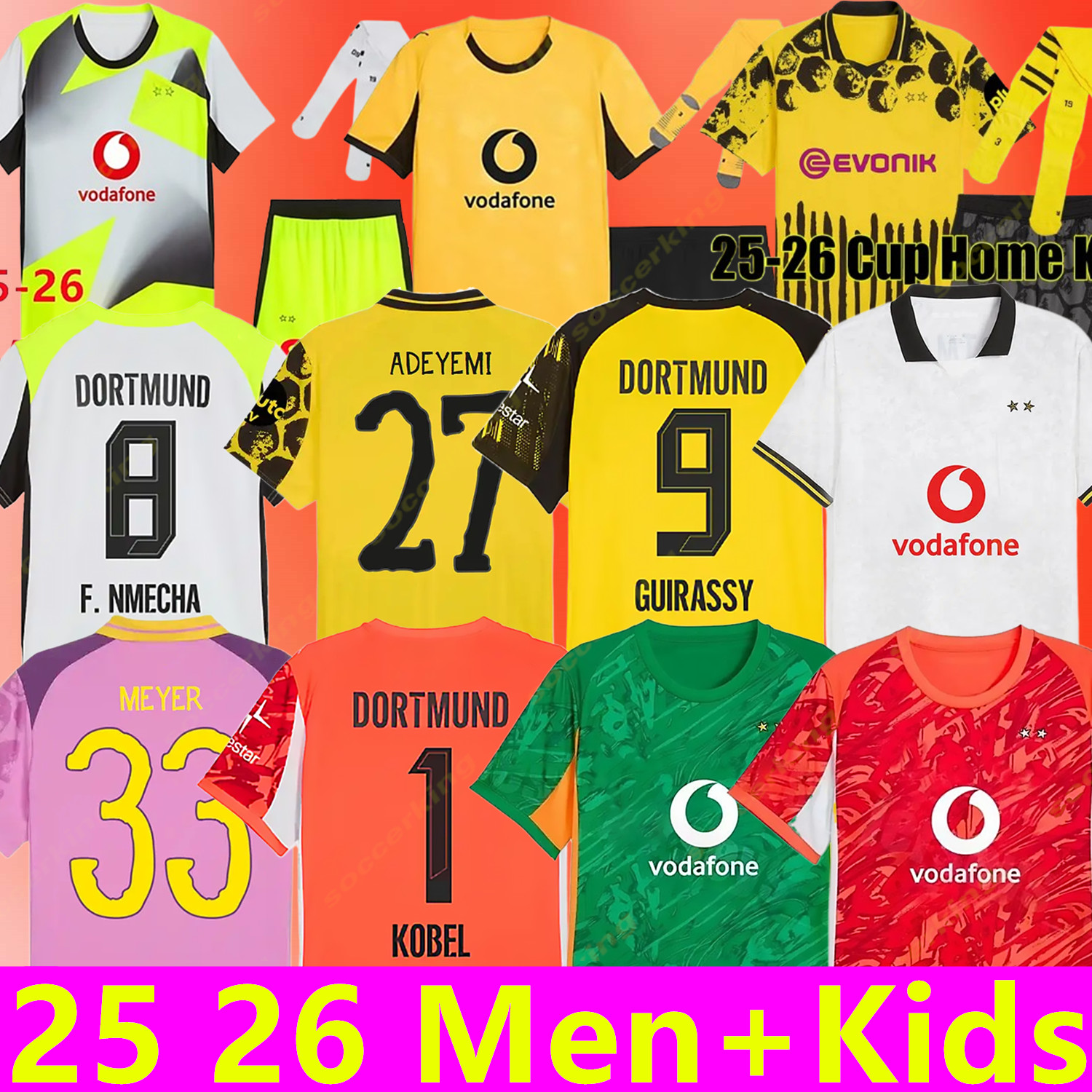 25 26 Soccer Jerseys REUS 2025 2026 ADEYEMI Soccer HALLER Football Shirt N.SCHLOTTERBECK HUMMELS KOBEL GUIRASSY BRANDT Men Kids Special Kit All Black Maillot De Foot
