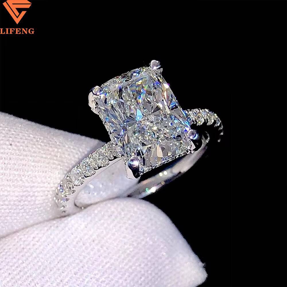 1ct Radiant Cut Mossanite Diamond Engagement Ring 14K Gold Plated Silver VVS Moissanite Wedding Gift for Women