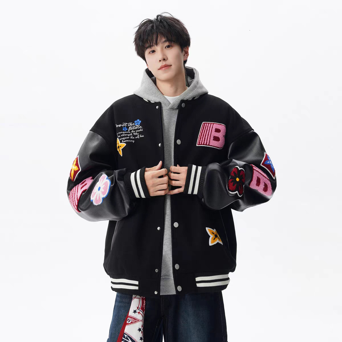 Jacket Men American Style Color Block Baseball Designer Jacket Jacket For Men Autumn Jersey Style Embroidery Cool High Street Casual Couple Jacket Coat