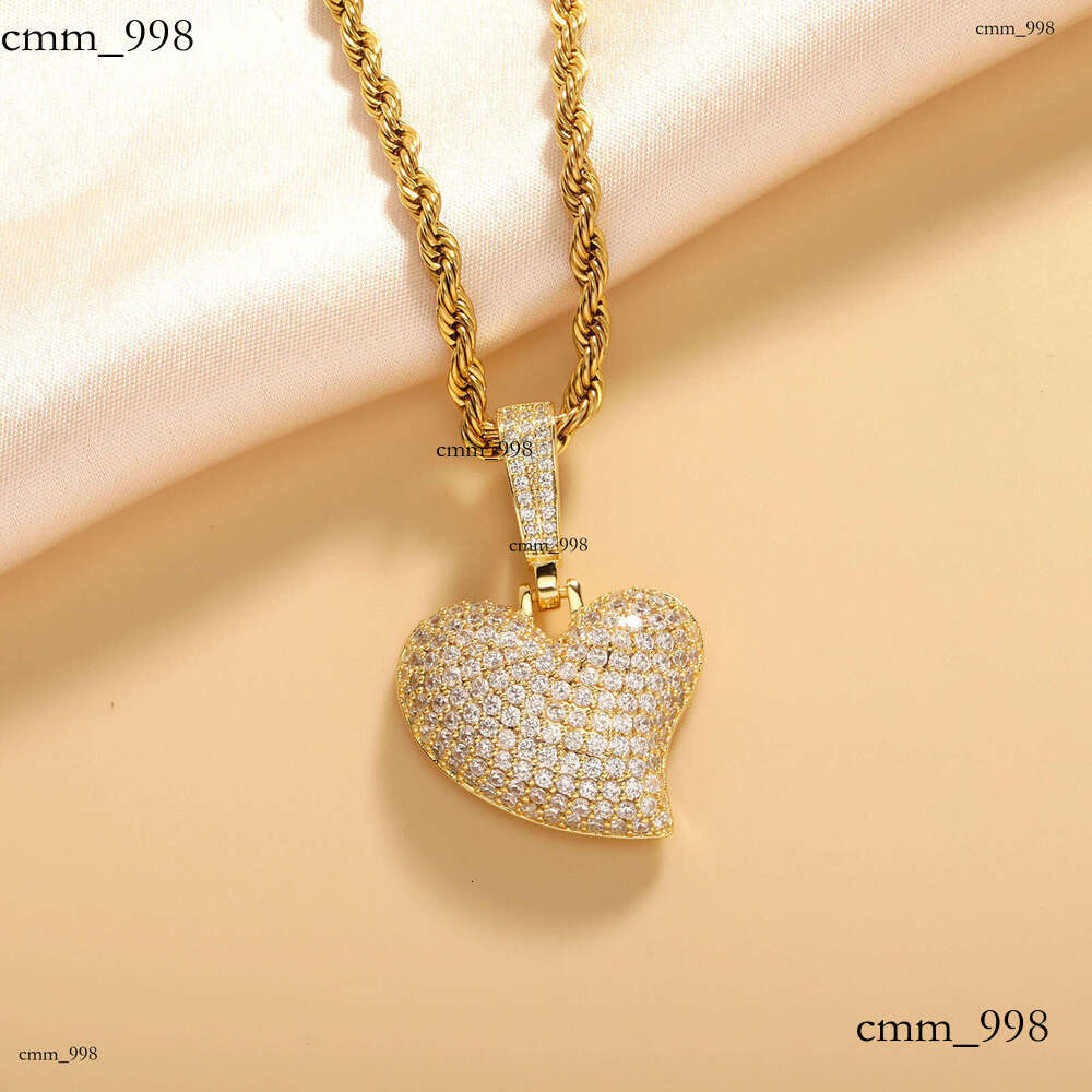 High-End Full Dia Heart Sterling Silver Moissanite chain Pendant Earrings Hip-Hop Street Style Unisex Jewelry